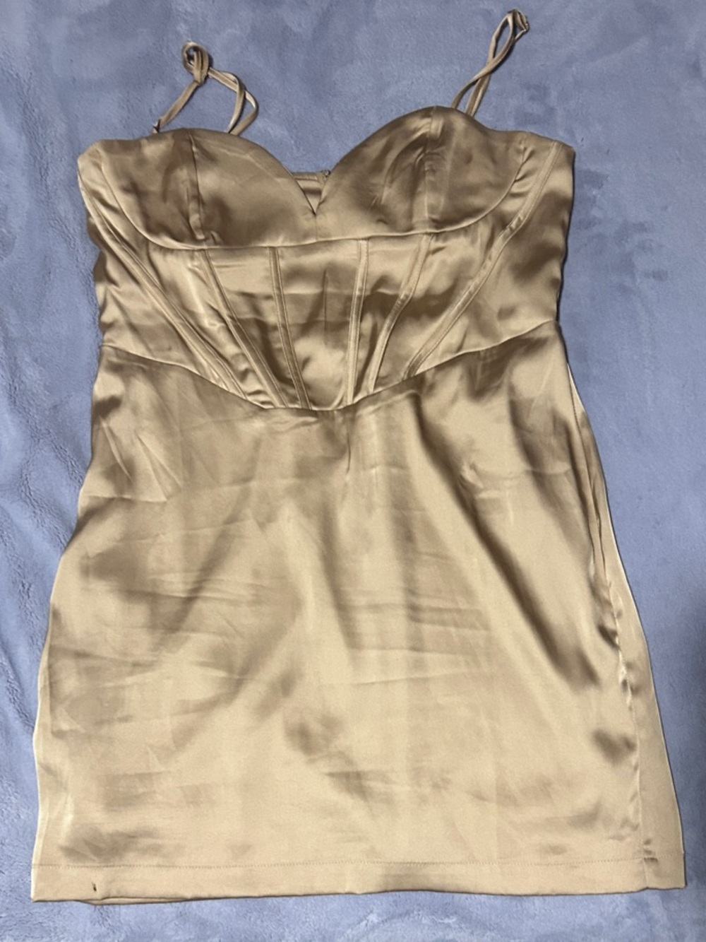 Dynamite Gold Satin Corset Slip Mini Dress